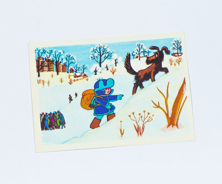 Soviet cartoon Me and Jack postcards set 15, nursery decor vintage kids and dog postcards, story in 15 postcards Russian, 70s kids animation