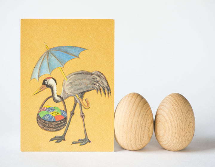 Easter postcards set 4, blank Easter postcards vintage made by artist in 1990s, Bunny Easter Eggs cards, Crane bird eggs, Magpies egg Easter