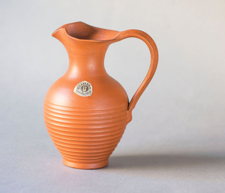 Vintage Ü Keramik Klinker pitcher, Small Üebelacker Keramik W Germany vase, handmade pottery brown jar, modern decor collectable gift home