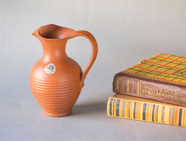 Vintage Ü Keramik Klinker pitcher, Small Üebelacker Keramik W Germany vase, handmade pottery brown jar, modern decor collectable gift home