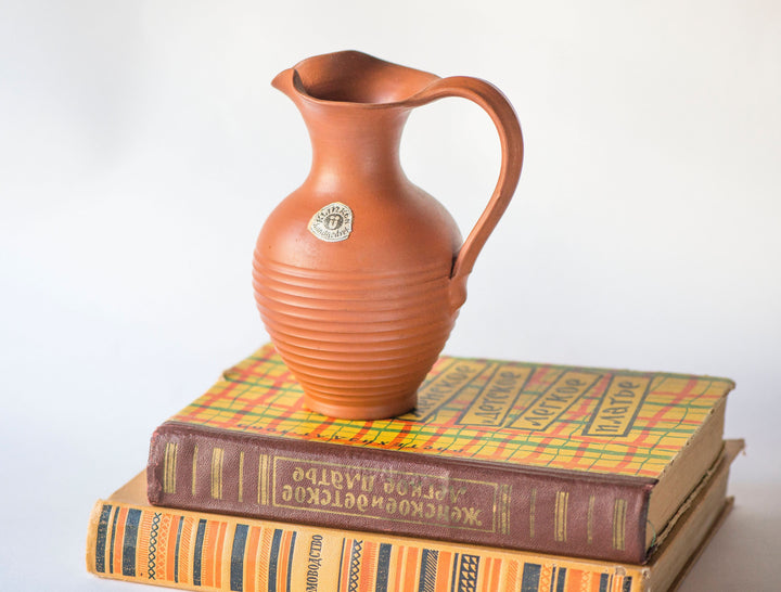 Vintage Ü Keramik Klinker pitcher, Small Üebelacker Keramik W Germany vase, handmade pottery brown jar, modern decor collectable gift home