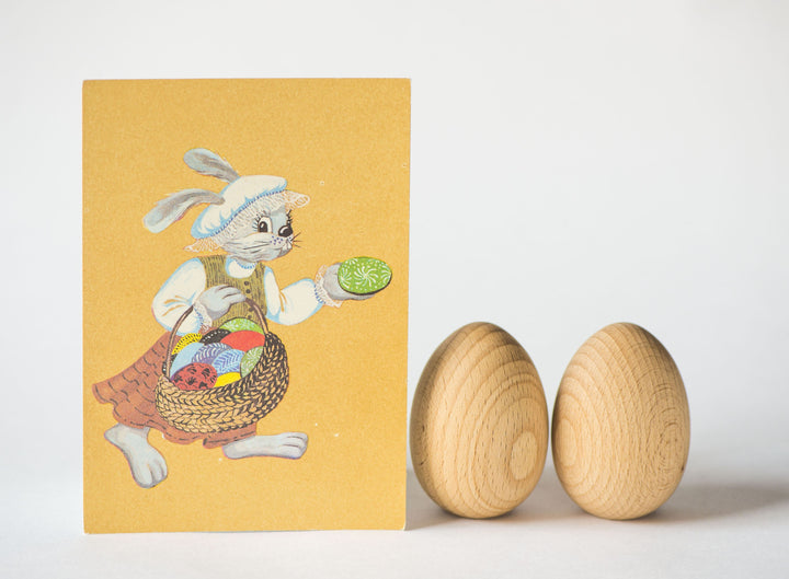 Easter postcards set 4, blank Easter postcards vintage made by artist in 1990s, Bunny Easter Eggs cards, Crane bird eggs, Magpies egg Easter