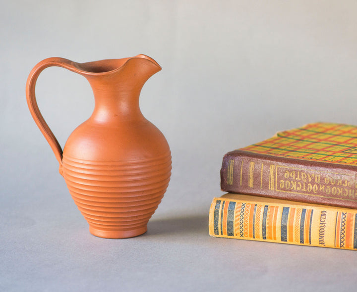 Vintage Ü Keramik Klinker pitcher, Small Üebelacker Keramik W Germany vase, handmade pottery brown jar, modern decor collectable gift home