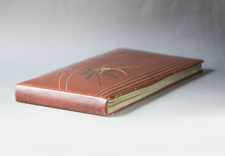 Javelin throw sport leather bound photo album, brown retro album cover, hand made genuine leather blank book, gift sport lover album memory