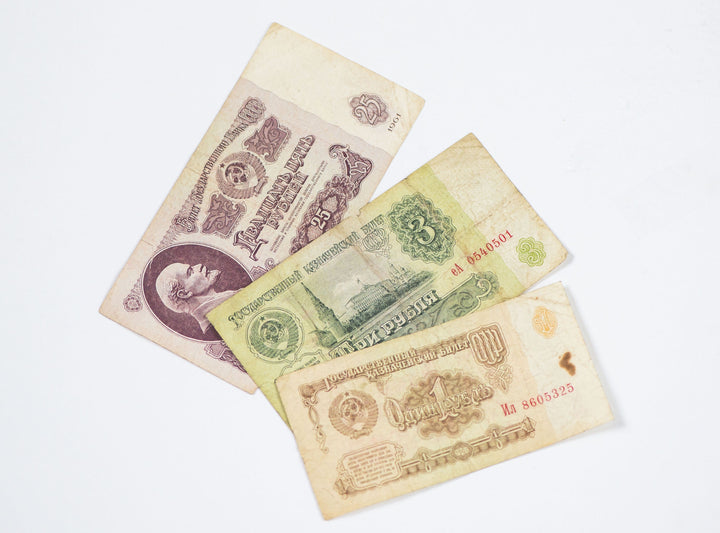 Soviet Paper Money 1961 Collectible 1 ruble 3 rubles 25 rubles, Circulating roubles banknotes numismatist gift Vintage Soviet Banknote