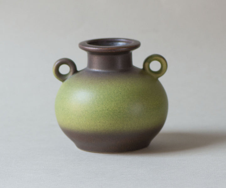 Dumler & Breiden pottery vase round 664\13 model brown moss green, Germany ceramic vase modern, minimalist vase gift vintage home decor