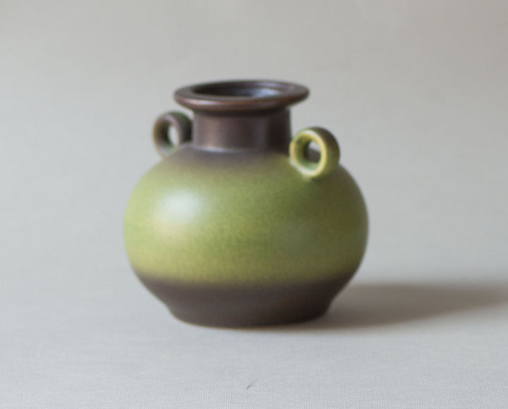 Dumler & Breiden pottery vase round 664\13 model brown moss green, Germany ceramic vase modern, minimalist vase gift vintage home decor