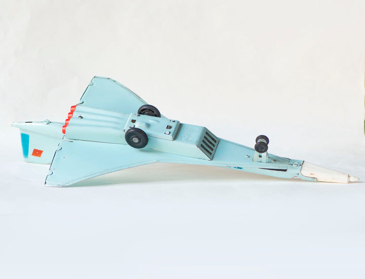 Vintage Soviet retired jet airliner Tupolev, toy for kids aircraft prototype home decor, tin aircraft light blue decor toy for boy room gift