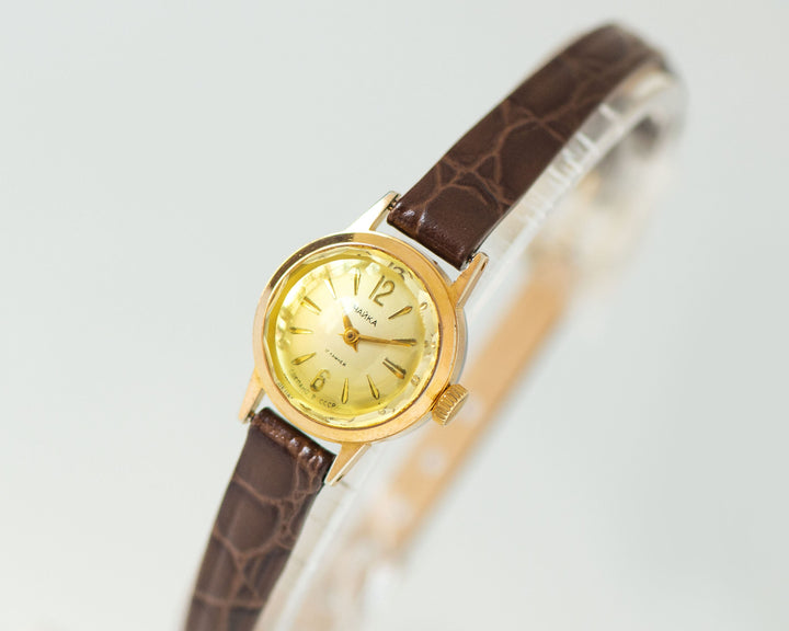 Limited edition women wristwatch gold plated Seagull, yellow angular cover vintage watch for lady jewelry gift, new luxury leather strap