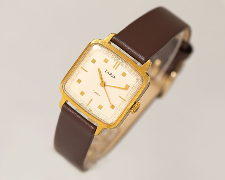 Classic women's watch minimalist Dawn, gold plated lady watch vintage, square wristwatch for women elegant gift, new luxury leather straps