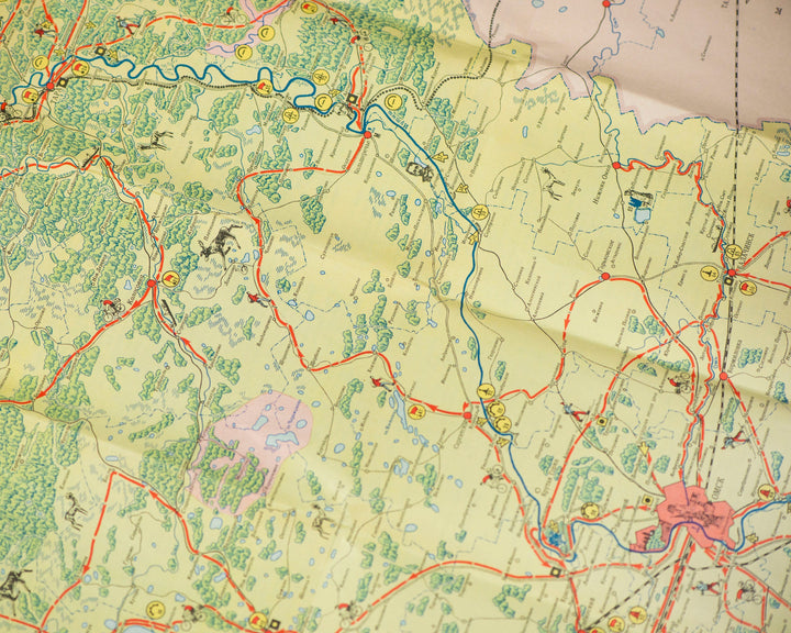 Vintage Omsk region hiking map in Russian, map folded 1971 authentic West-Siberian region map for tourists, large wall map USSR time Omsk