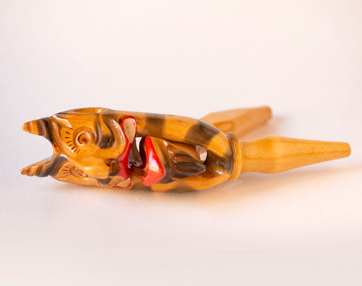 Hand Carved Wooden Nutcracker Devil Vintage Unused, Mythology Devil Folk Art Nut Cracker, Wood Souvenir Trickster Unique Nutcracker Barware