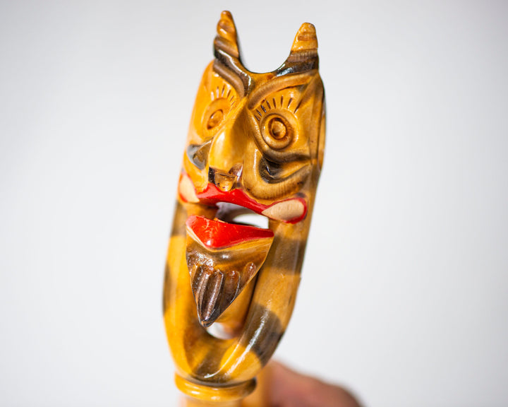 Hand Carved Wooden Nutcracker Devil Vintage Unused, Mythology Devil Folk Art Nut Cracker, Wood Souvenir Trickster Unique Nutcracker Barware