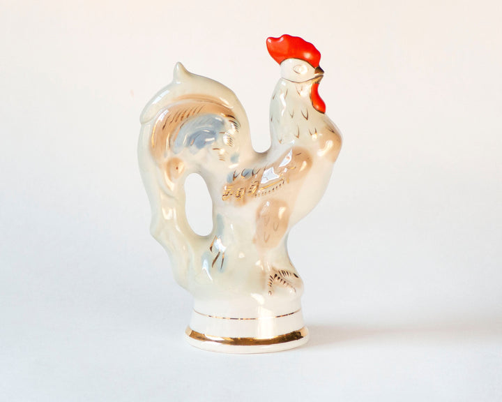 Vintage Rooster Porcelain Decanter Liqueur Barware, Easter Kitchen Rooster Drinkware Vintage Farmhouse Decor, Slavic Porcelain Pitcher Jug