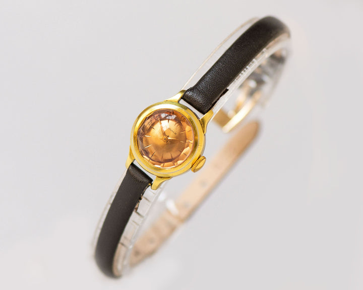 Watch for women limited edition Seagull vintage, micro watch gold plated, chic lady watch unique gift jewelry, new genuine leather strap