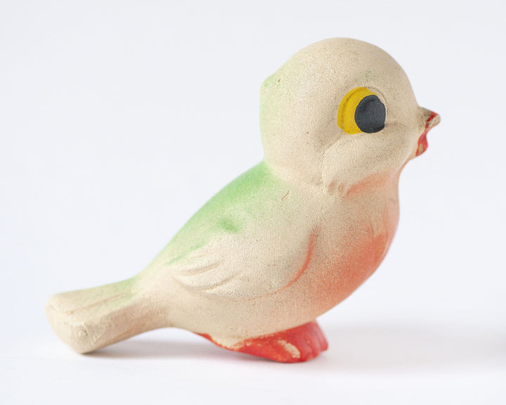 Green bird toy vintage, rubber Goldcrest bath toy, bird toy for kids pool, rubber chick nursery room decor baby gift 60s toy Soviet child