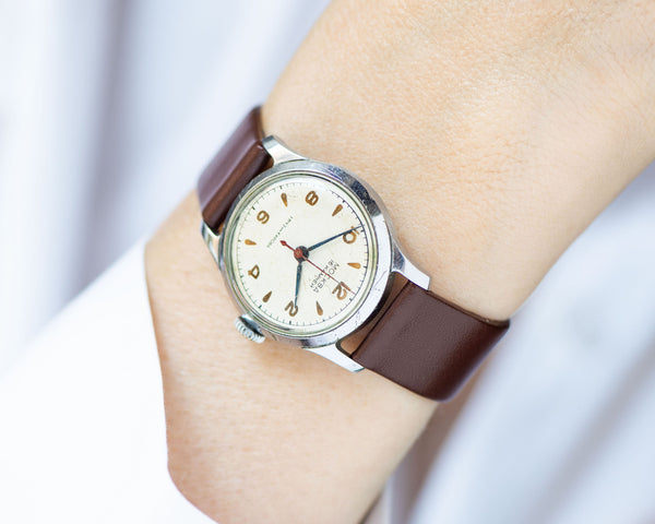 Tomboy wristwatch Moscow, vintage classic watch rare, minimalist girl watch gift, boyfriend's watch mid century, new luxury leather strap