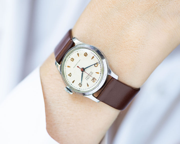 Tomboy wristwatch Moscow, vintage classic watch rare, minimalist girl watch gift, boyfriend's watch mid century, new luxury leather strap