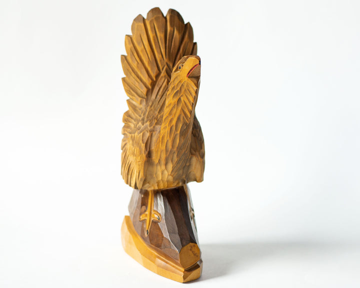 Vintage solid wood Western capercaillie figurine, hand carved heather cock, wooden grouse figurine gift, home decor figurine cock of woods