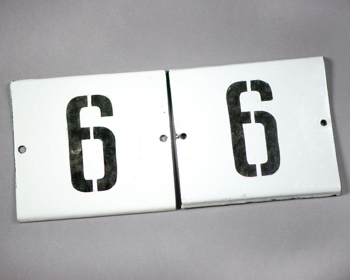 Vintage enamel metal signs numbers for house 66 or 99, retro house signs retro gift Russian black number white metal square plates set 2