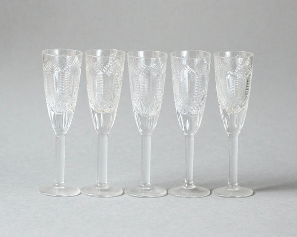 Vintage cut crystal liqueur glasses set of 5, cut glass sherry port barware Soviet, small glasses old-fashioned glassware home barware gift