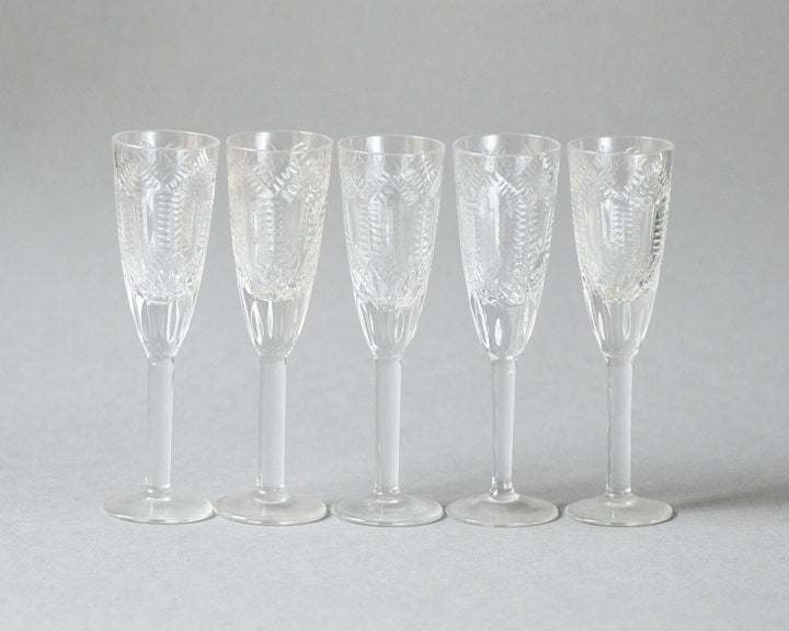 Vintage cut crystal liqueur glasses set of 5, cut glass sherry port barware Soviet, small glasses old-fashioned glassware home barware gift