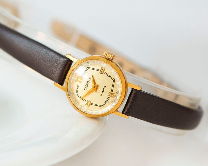 Chic watch for women little gold plated Seagull limited edition, wristwatch feminine jewelry gift micro watch, new luxury leather strap