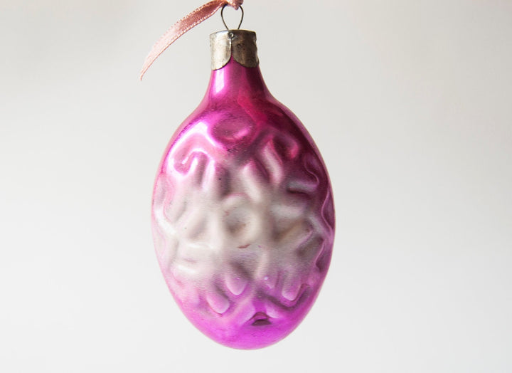 Vintage glass snowflake ornament Christmas ornament Russian radiant orchid white snowflake