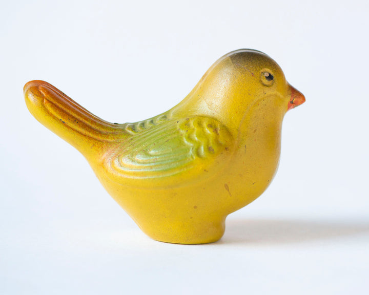 Mustard bird kid toy made of rubber, Soviet children toy, vintage bath toy small snazzy bird, retro toy kids of 60s home decor kid room