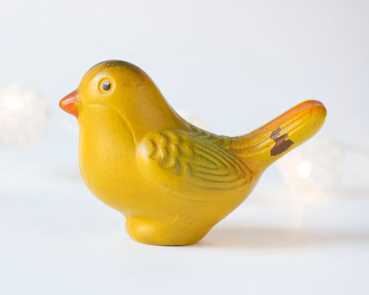 Mustard bird kid toy made of rubber, Soviet children toy, vintage bath toy small snazzy bird, retro toy kids of 60s home decor kid room