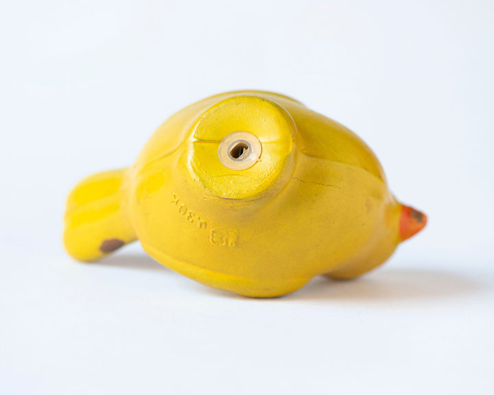 Mustard bird kid toy made of rubber, Soviet children toy, vintage bath toy small snazzy bird, retro toy kids of 60s home decor kid room