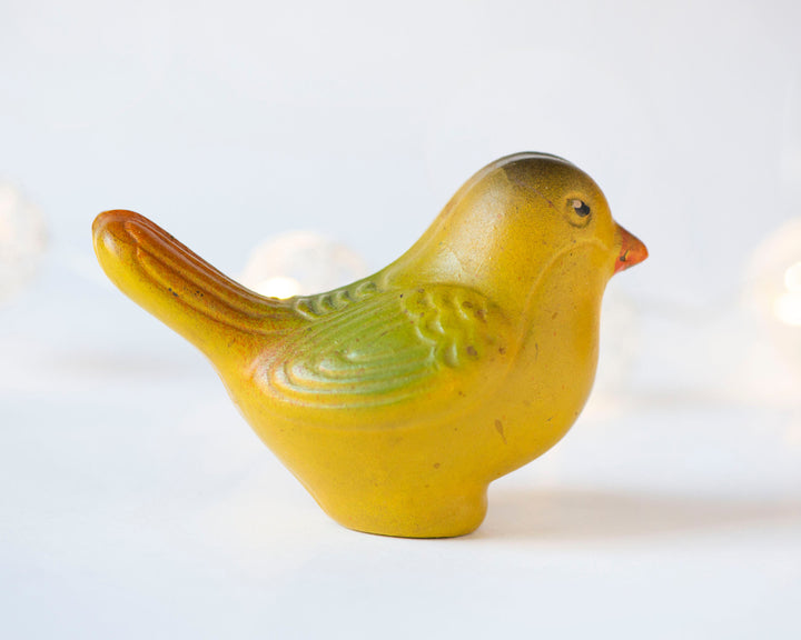 Mustard bird kid toy made of rubber, Soviet children toy, vintage bath toy small snazzy bird, retro toy kids of 60s home decor kid room