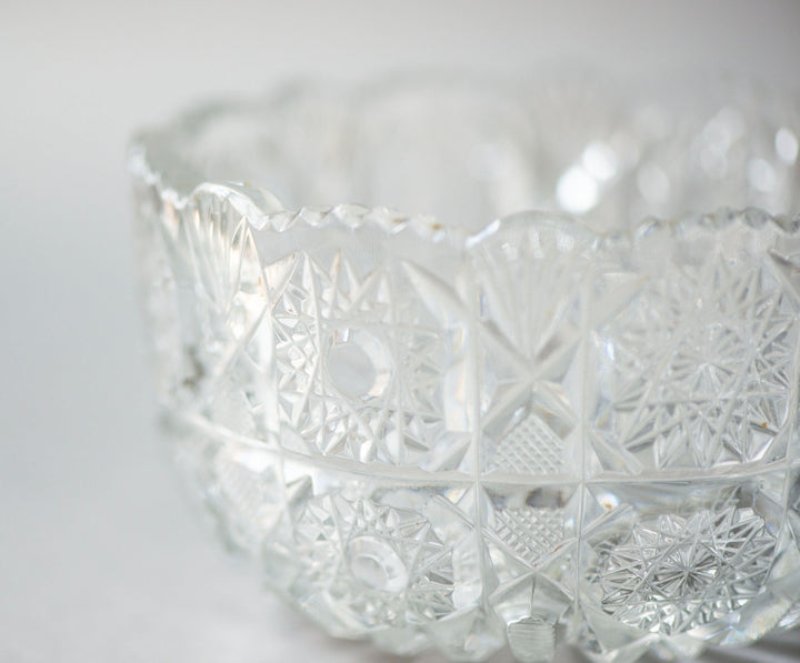 Vintage cookie bowl crystal heavy, candy dish barware cut crystal glass, serving dish sparkly crystal tableware, dinnerware granny home gift