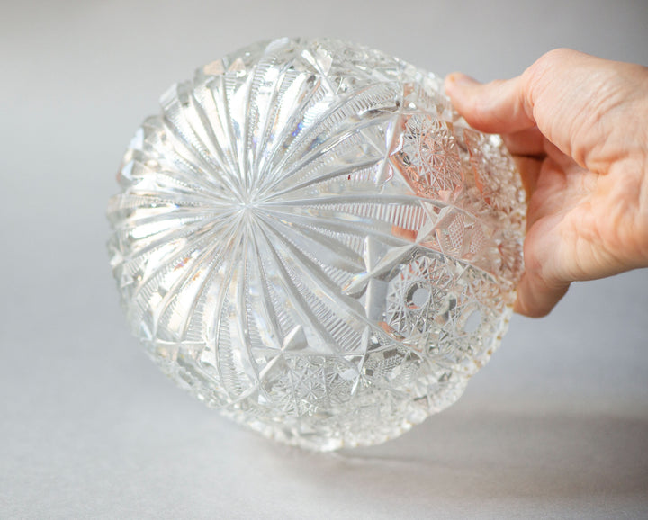 Vintage cookie bowl crystal heavy, candy dish barware cut crystal glass, serving dish sparkly crystal tableware, dinnerware granny home gift