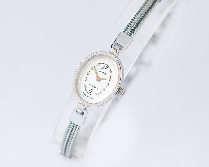 Chic Women's Watch Bracelet Seagull Unused, lady cocktail watch vintage gift silver shade, oval evening women cocktail watch delicate