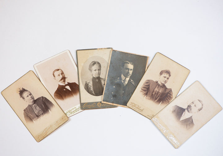 Antique cabinet cards set of 6 photos men and women memories, Authentic Original photo Cards Latvia Lithuania Home decor art project picture