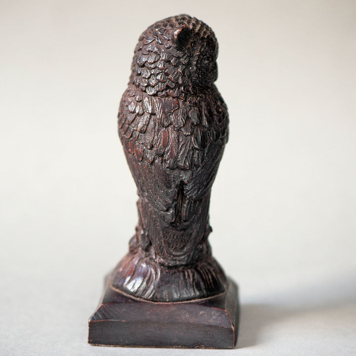 Vintage Owl Figurine Dark Brown Heavy Table Top Decor. Woodland Bird Figurine Ceramic Gift Christmas Room Decor. Nocturnal Bird Bubo Bubo