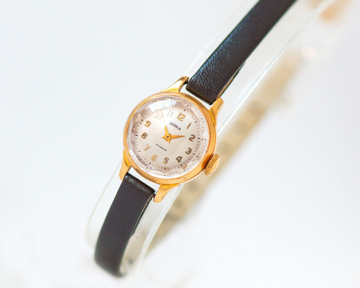 Limited edition women wristwatch Seagull gold plated vintage, minimalist dainty timepiece jewelry gift micro watch, new premium leather band