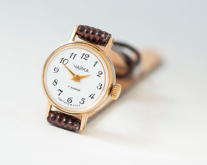 Minimalist women's wristwatch Seagull, mint condition watch gold plated, vintage wristwatch for women unique jewelry gift, OneEraLate shop