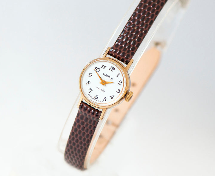 Minimalist women's wristwatch Seagull, mint condition watch gold plated, vintage wristwatch for women unique jewelry gift, OneEraLate shop