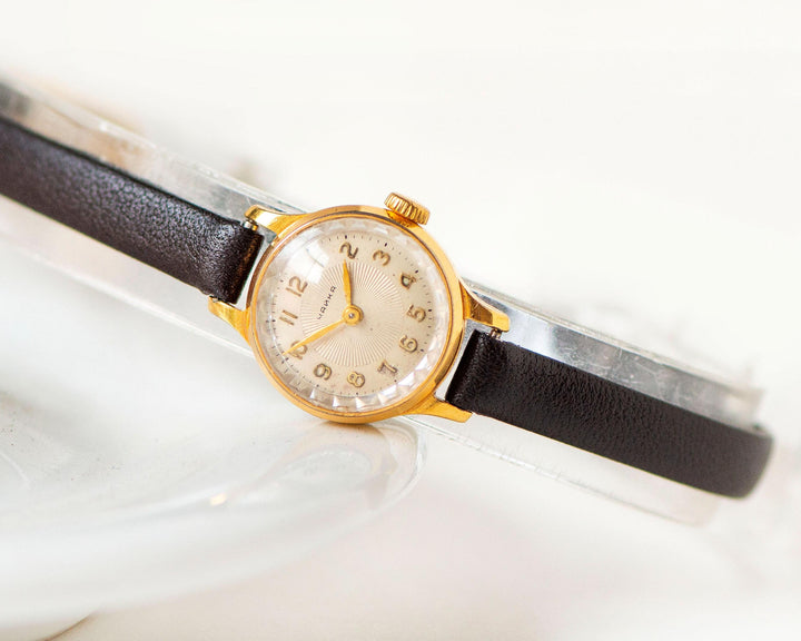 Limited edition women watch gold plated Seagull vintage, wristwatch for lady simple, rare lady watch jewelry gift, new premium leather strap