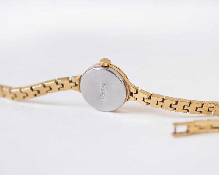 Women's Watch Cocktail Bracelet Vintage Seagull, Women's Wristwatch Gold Plated Watch Tiny Roman numerals, Delicate Womens Timepiece Gift