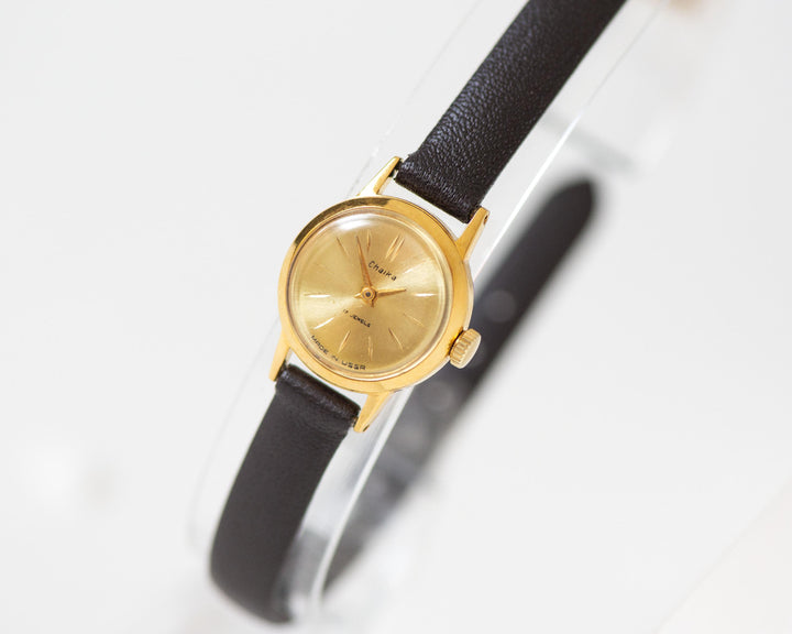 Limited edition women watch Seagull gold plated, women micro wristwatch tiny jewelry, retro watch for women vintage new premium leather band