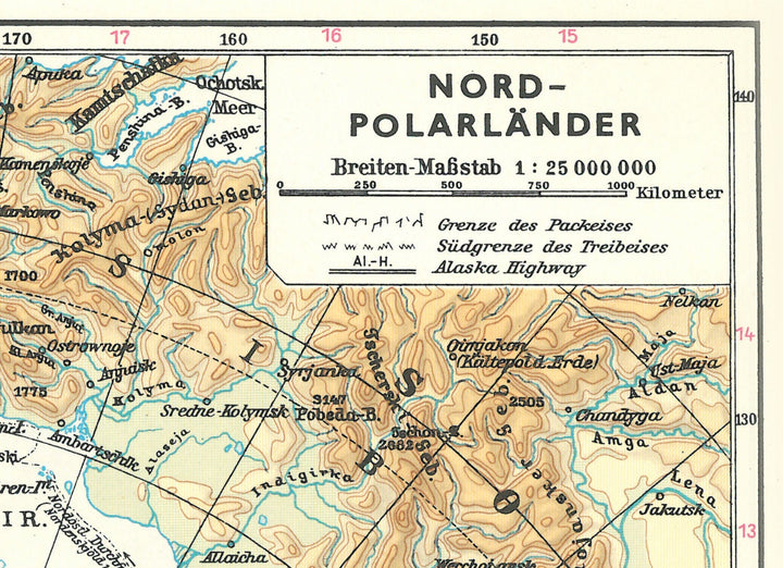 Geographic North Pole map wall art, vintage map in German North Pole, wall print retro map home interior gift, North print available 4 sizes