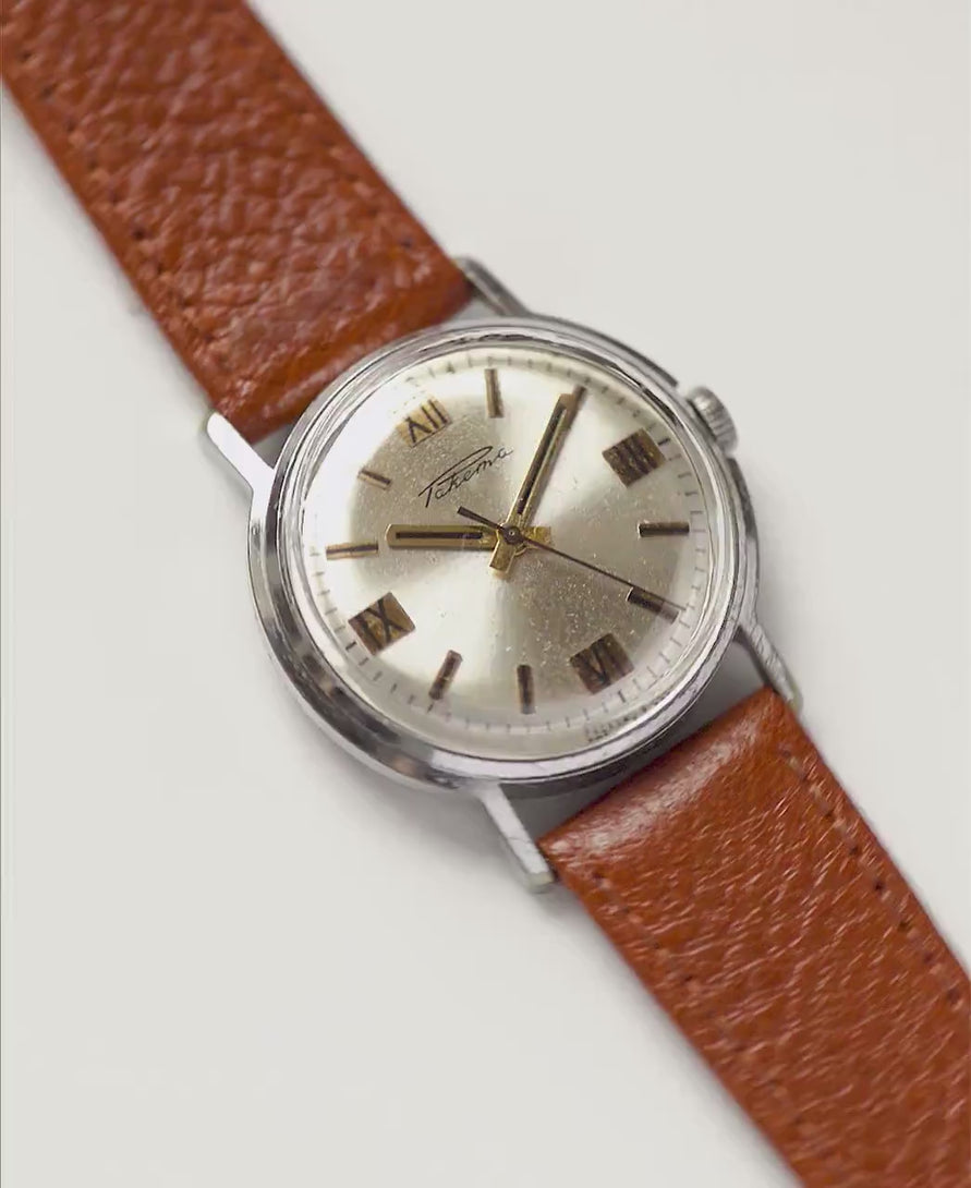 Roman numerals mens wrist watch vintage Rocket, shockproof retro watch unisex minimalist, dress watch for men, new genuine leather strap