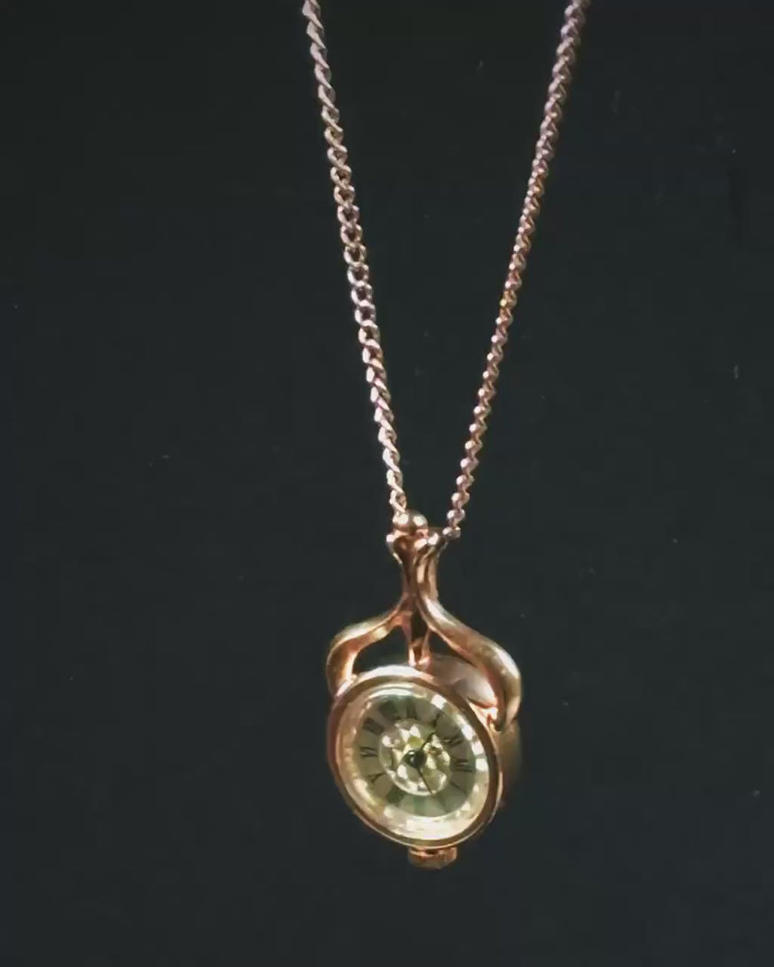 Flower shape pendant watch women's necklace Seagull gold plated, vintage watch Roman numerals dial boho accessory for lady gift chic jewelry