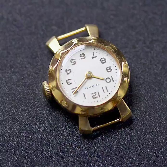 Rare women watch gold plated Seagull, micro watch floral imitation bezel timepiece lady, retro wedding watch gift, new premium leather strap