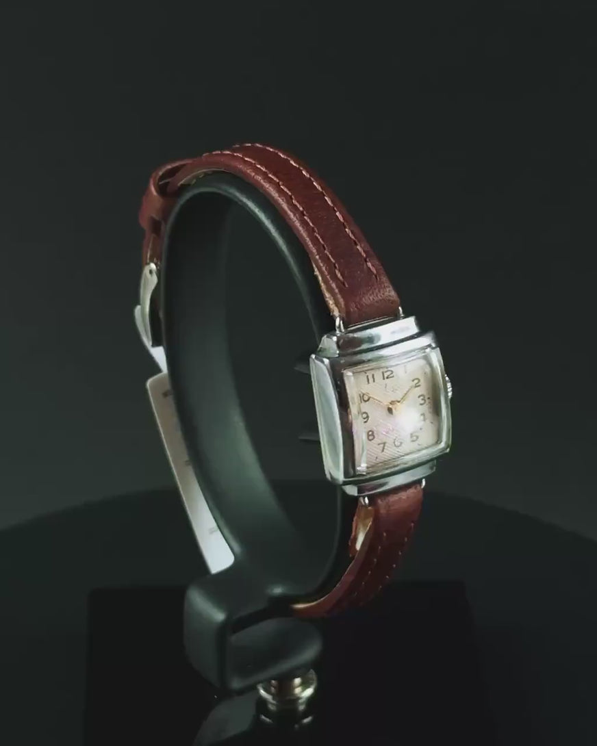 Art deco style watch for women Ray, women's watch silver shade square, classic lady watch retro jewelry gift her, new premium leather strap