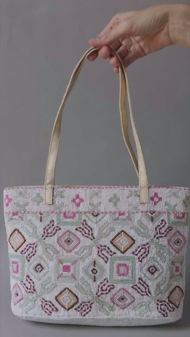 FENDI Beaded Shoulder Bag for women. Limited edition vintage purse handmade gift luxury fashion Boho Tote Top Handles Purse Chic Italy 1970