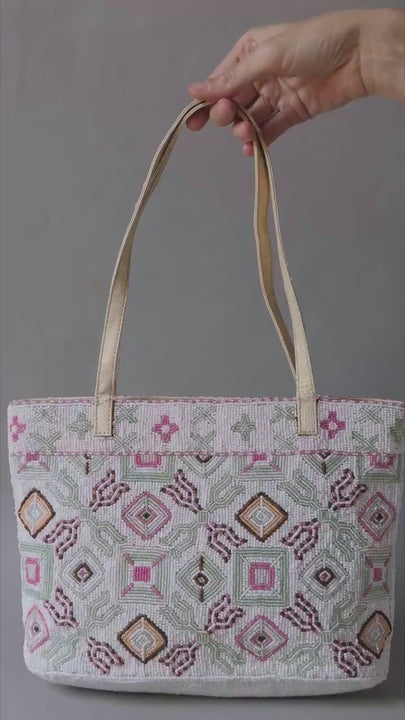 FENDI Beaded Shoulder Bag for women. Limited edition vintage purse handmade gift luxury fashion Boho Tote Top Handles Purse Chic Italy 1970